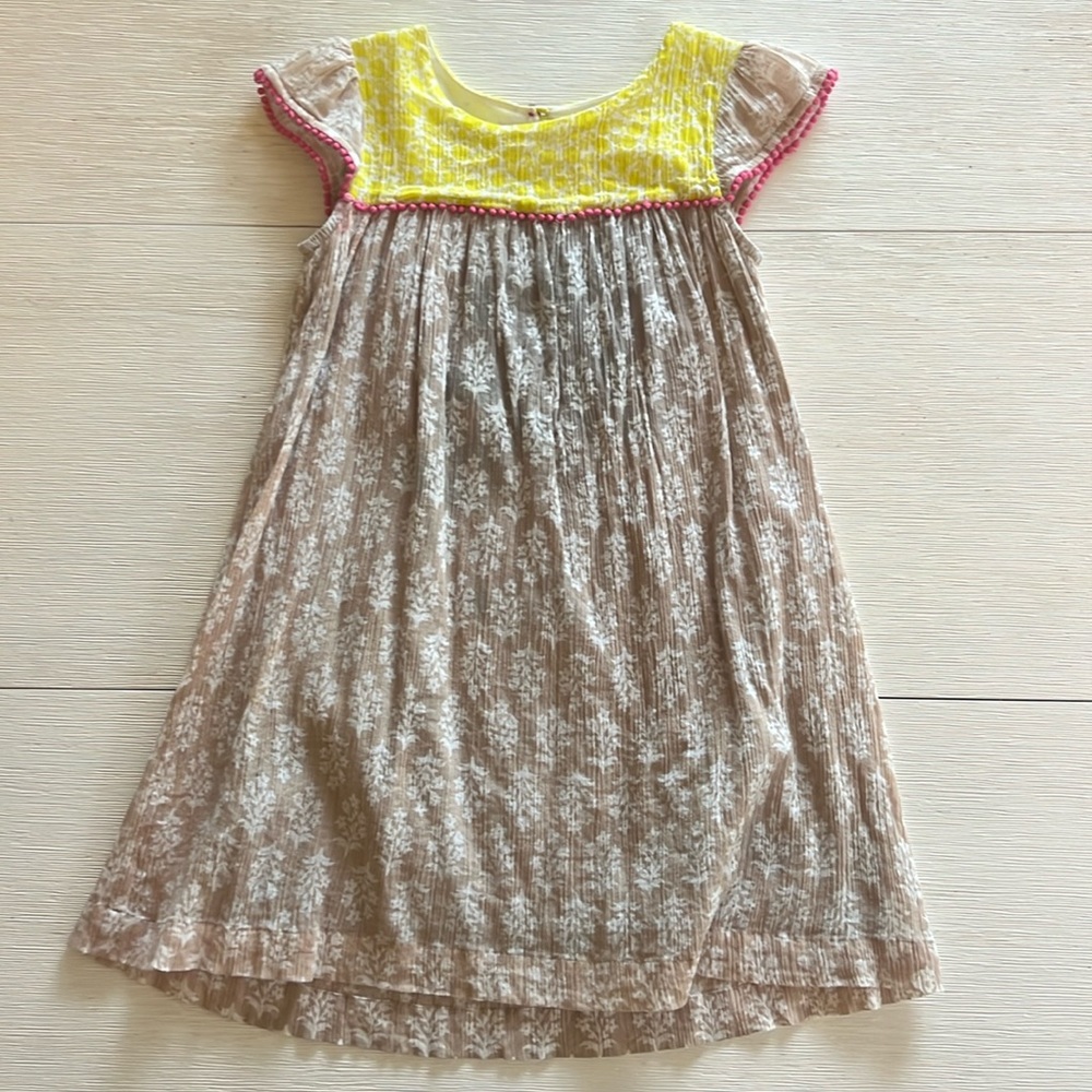 Mini Boden Spring/Summer Dress - Girls Size 5-6 - Yellow, Grey